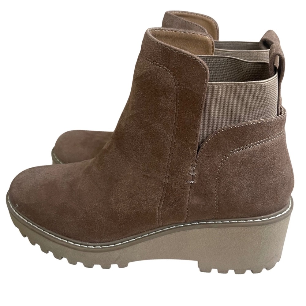 Dolce vita‎ Rielle Taupe Brown Faux Suede Platform Chelsea Ankle Boots WMS 8.5